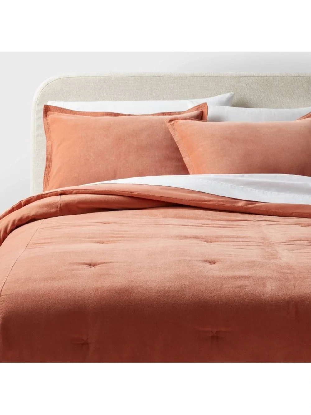 Threshold King Velvet Comforter and Sham 3 piece Set •Light Terracotta•
